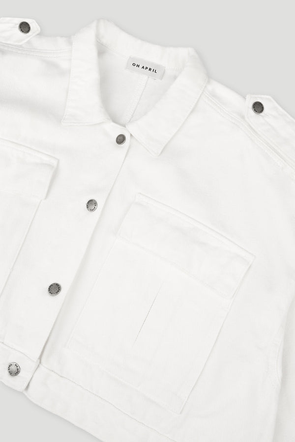 Oh April Oona Denim Jacket White