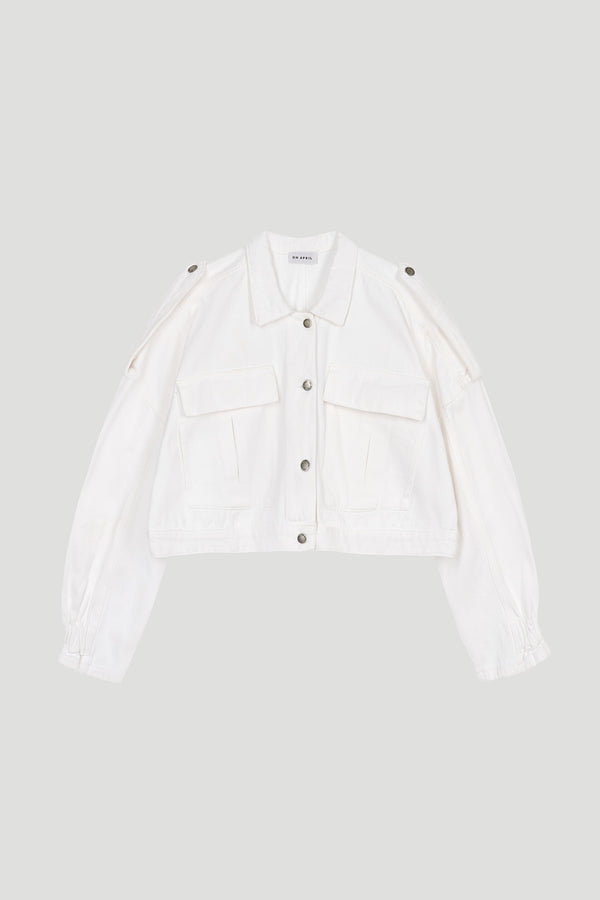 oh april Oona Denim Jacket White