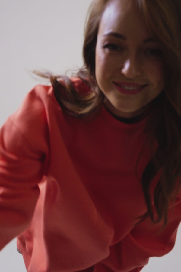 Oh April Oversized Sweater Coral