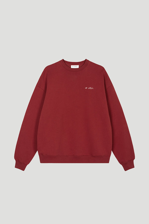Oh April Oversized Sweater Letter Wine Red
