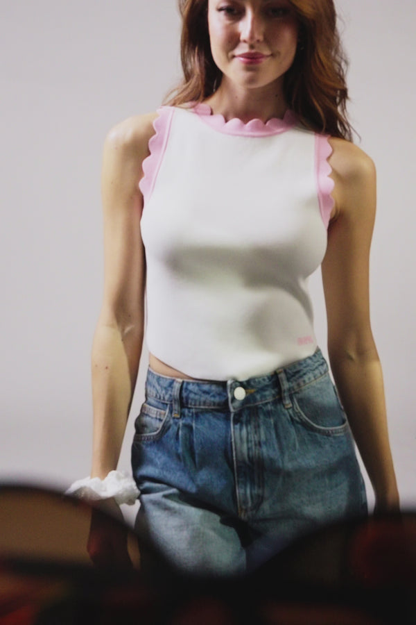 Oh April Pary Knit Top Pearl