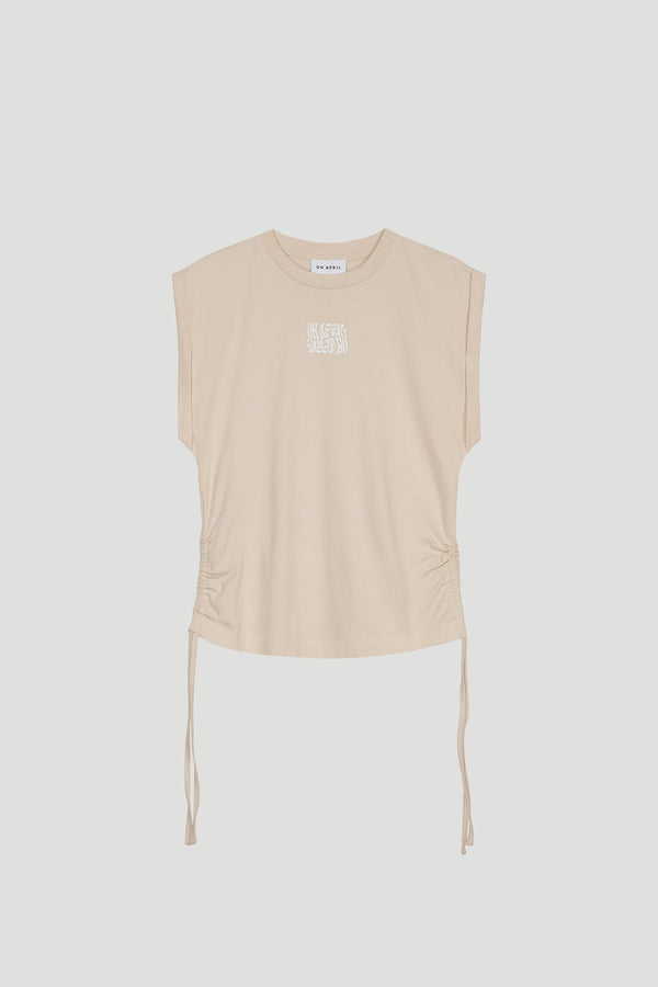 oh april Riah Drawstring Shirt Cappuccino