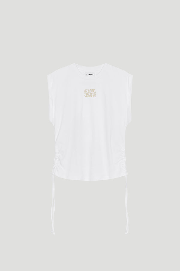 oh april Riah Drawstring Shirt White