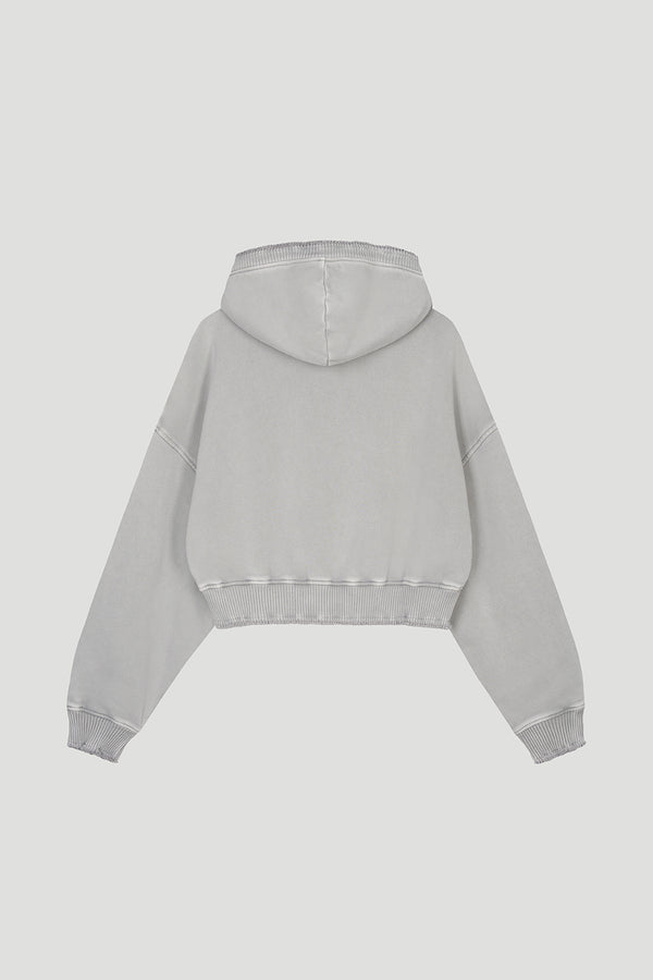Oh April Rosina Zipper Sweater Light Grey Acid