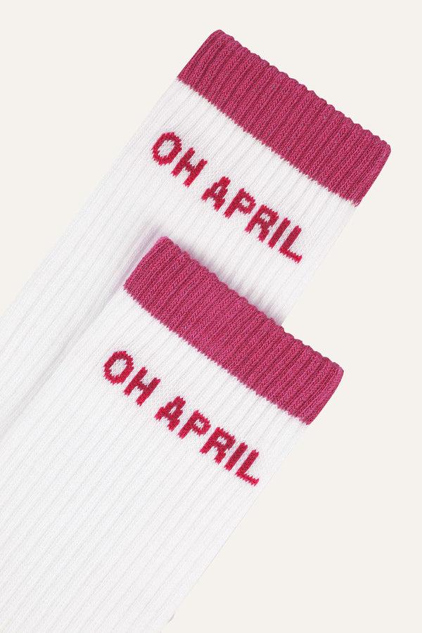 Oh April Steffi Socks OH APRIL White/Dark Pink