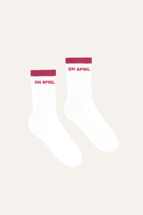 oh april Steffi Socks OH APRIL White/Dark Pink