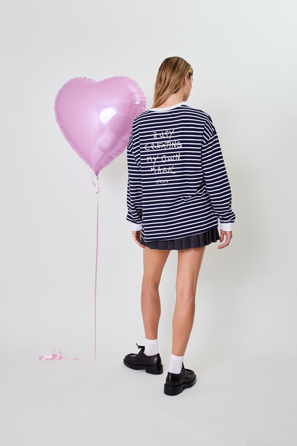 Oh April Venetia Striped Longsleeve Blackberry