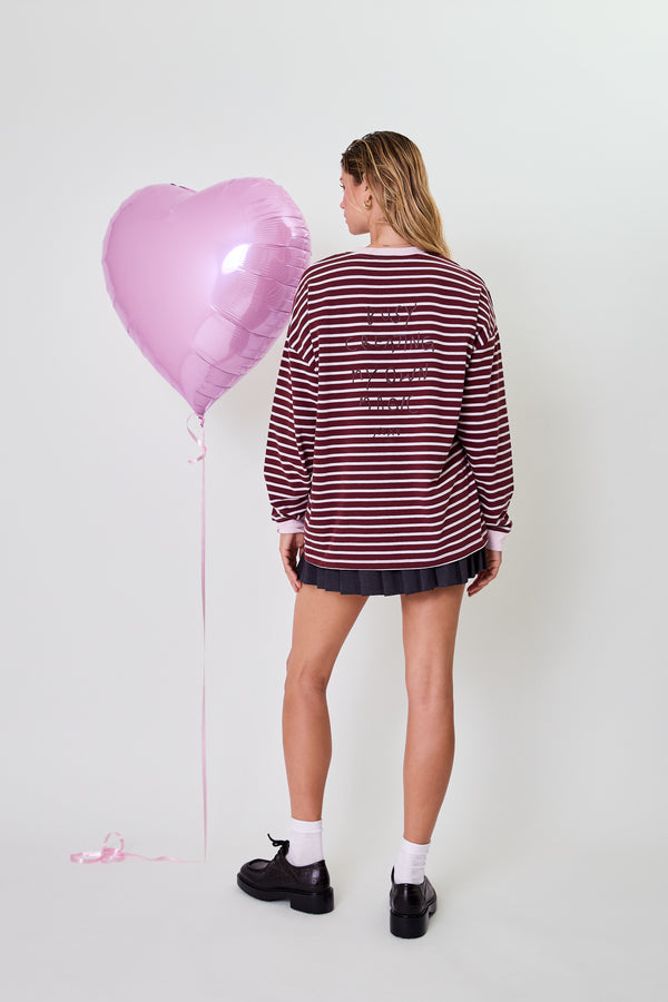 Oh April Venetia Striped Longsleeve Cherrywood