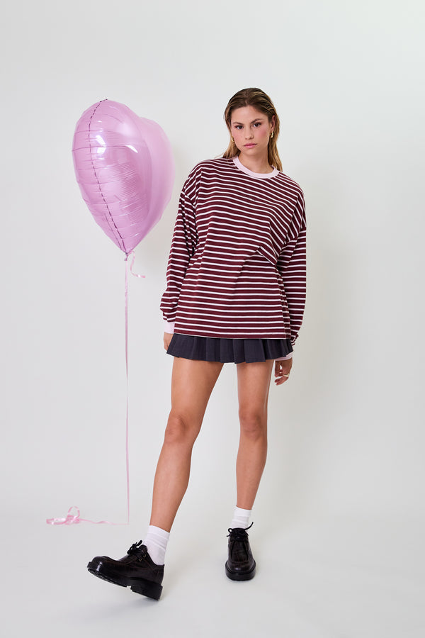 oh april Venetia Striped Longsleeve Cherrywood