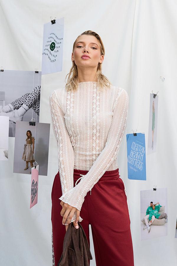 oh april Zahara Lace Longsleeve Off White