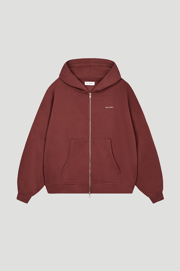 Oh April Zip Boyfriend Hoodie Cherrywood