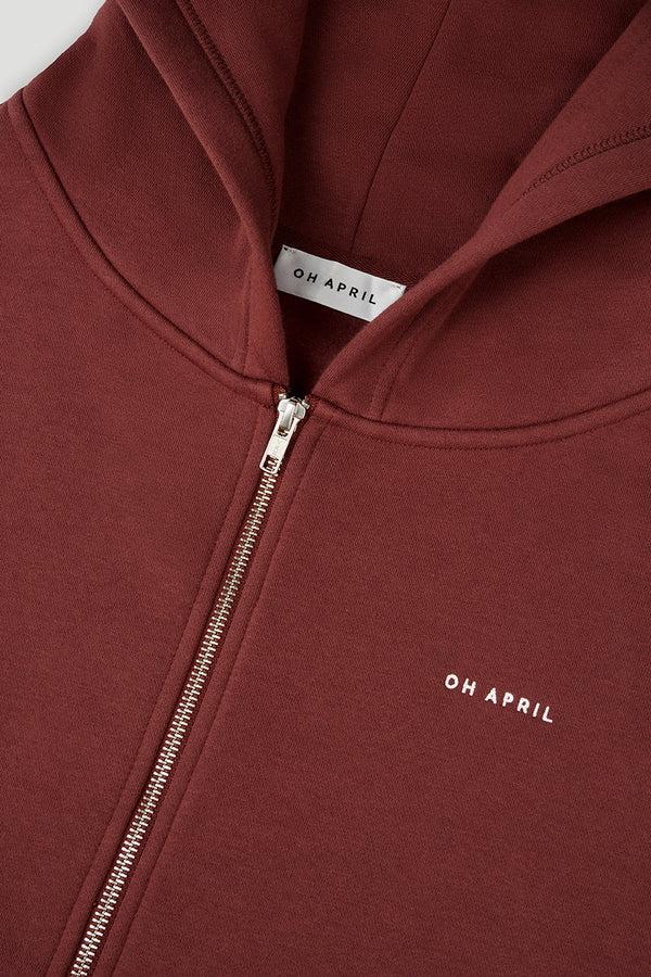 Oh April Zip Boyfriend Hoodie Cherrywood