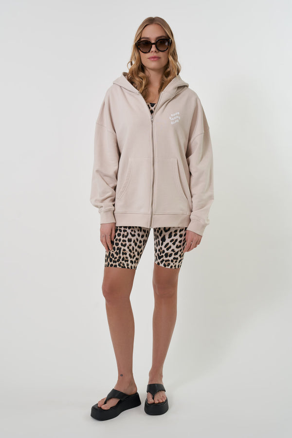 Oh April Zipper Hoodie Good Karma Club Cappuccino