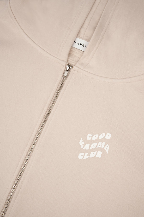 Oh April Zipper Hoodie Good Karma Club Cappuccino