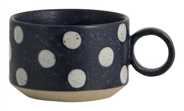 ok design GRAINY tea cup w. handle dark blue/sand 2pcs