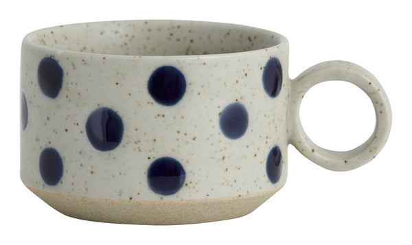 ok design GRAINY tea cup w. handle sand/dark blue 2pcs