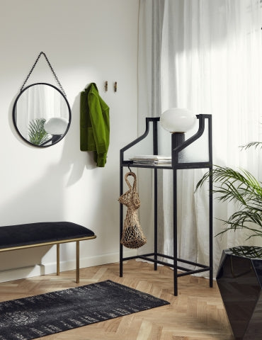 Ok Design COUNTER Marble Desk W/glass Iron