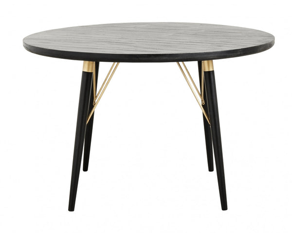 ok design Dining table round black wood