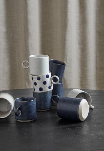 Ok Design GRAINY Cup W. Handle Dark Blue 2 Pcs
