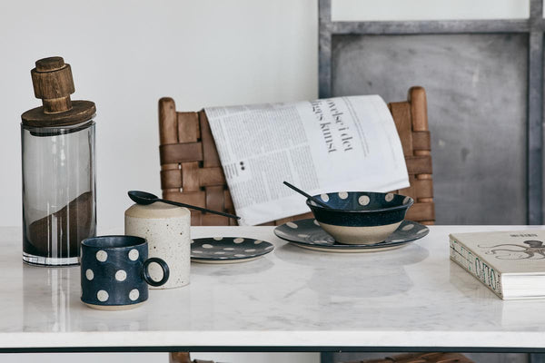 Ok Design GRAINY Cup W. Handle Dark Blue/sand 2pcs