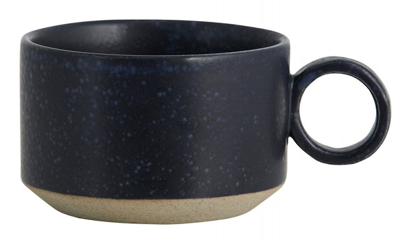 ok design GRAINY tea cup w. handle dark blue 2pcs