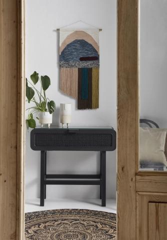 Ok Design MERGE Console Black W/rattan