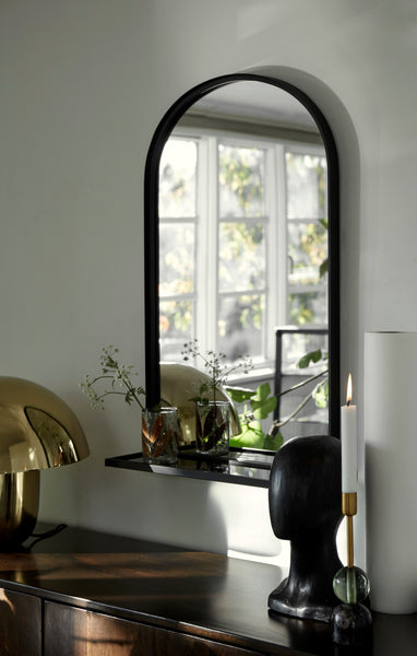 Ok Design PIROL Mirror W. Black Glass Shelf