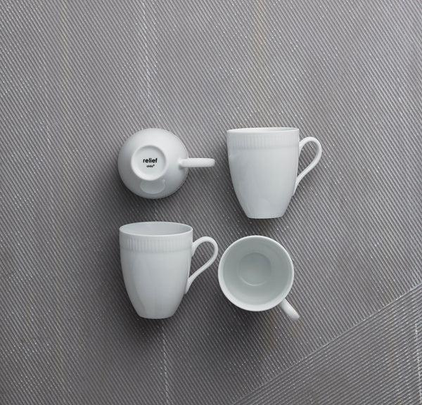 Ok Design Relief White Mug - Set Of 4
