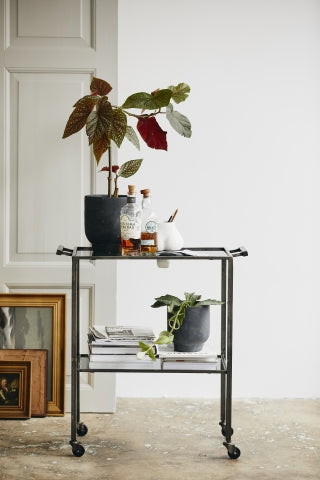Ok Design TONE Trolley W/2 Shelves Black Glass