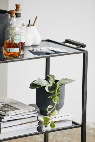 Ok Design TONE Trolley W/2 Shelves Black Glass