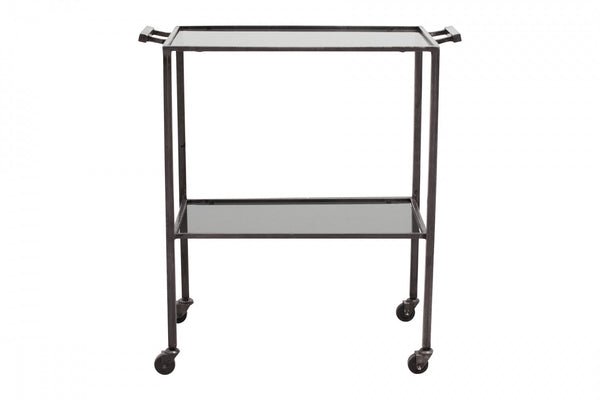 ok design TONE trolley w/2 shelves black glass