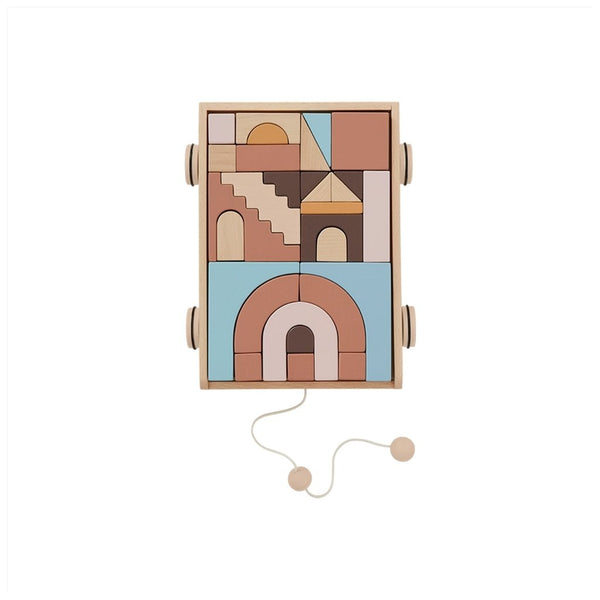 ok design Wooden Rainbow Wagon with Blocks