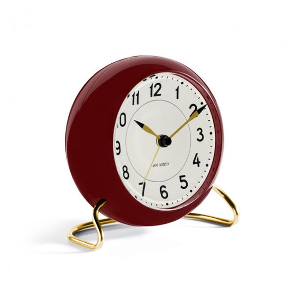 Ok Design Station Table Clock Ø11 Cm Bordeaux/white