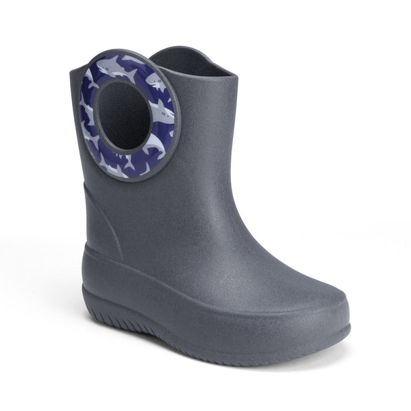 Okabashi Toddler Kendall Rain Boots Gray Sharks
