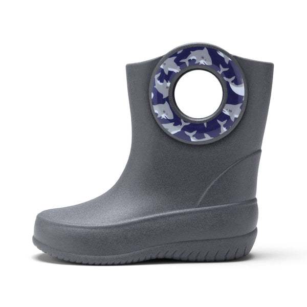 Okabashi Toddler Kendall Rain Boots Gray Sharks