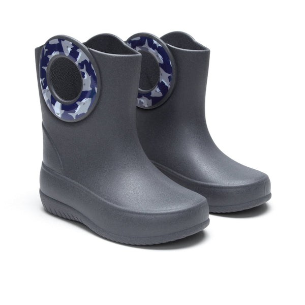 okabashi Toddler Kendall Rain Boots Gray Sharks