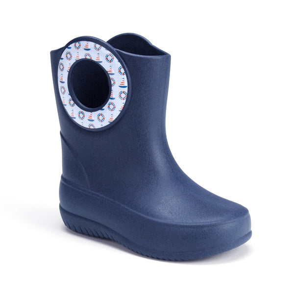 Okabashi Toddler Kendall Rain Boots Navy Sailboats
