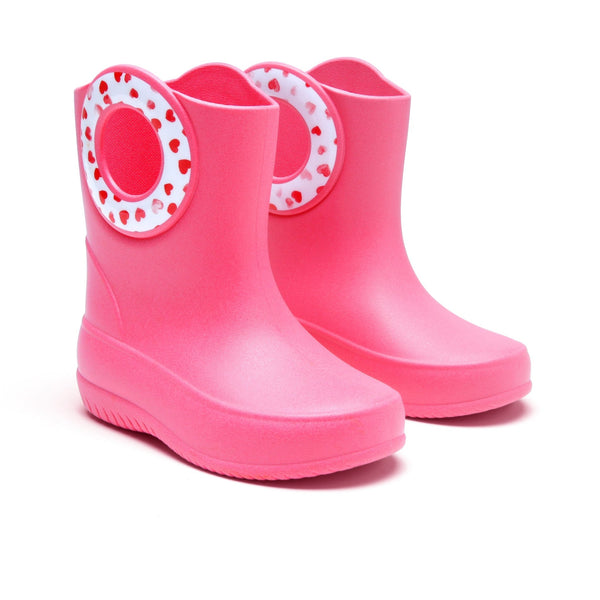 okabashi Toddler Kendall Rain Boots Pink Hearts