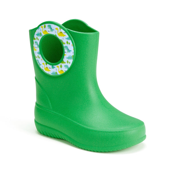 Okabashi Toddler Kendall Rain Boots Green Dinosaurs