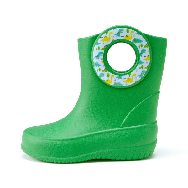 Okabashi Toddler Kendall Rain Boots Green Dinosaurs