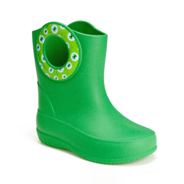 Okabashi Toddler Kendall Rain Boots Green Monster Eyes