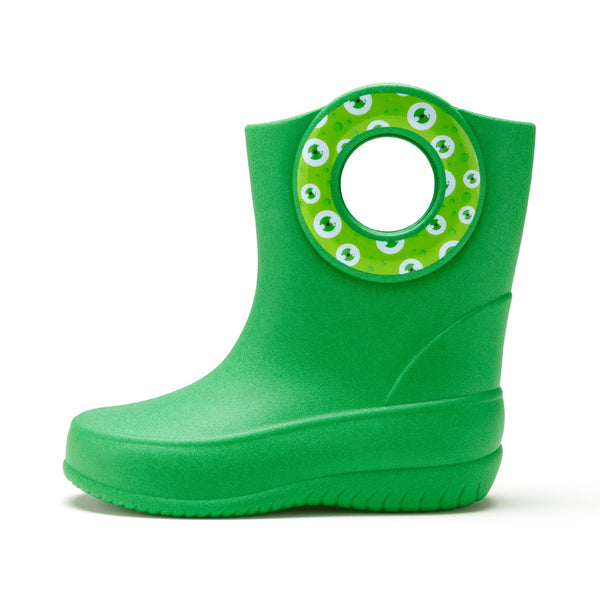 Okabashi Toddler Kendall Rain Boots Green Monster Eyes