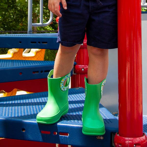 Okabashi Toddler Kendall Rain Boots Green Monster Eyes