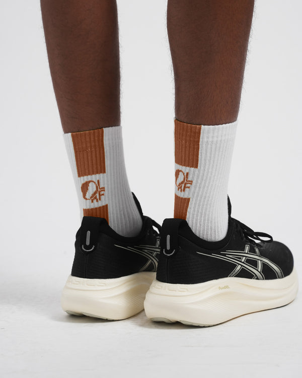 olaf hussein 10 Year Socks Optical White / Mocha Mousse