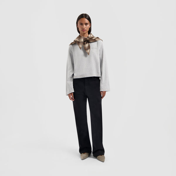 Olaf Hussein Contrast Retro Logo Crewneck Heather Grey
