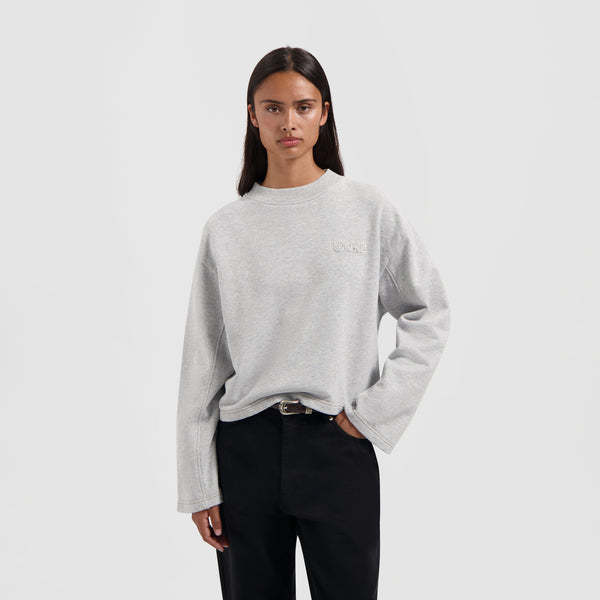 olaf hussein Contrast Retro Logo Crewneck Heather Grey