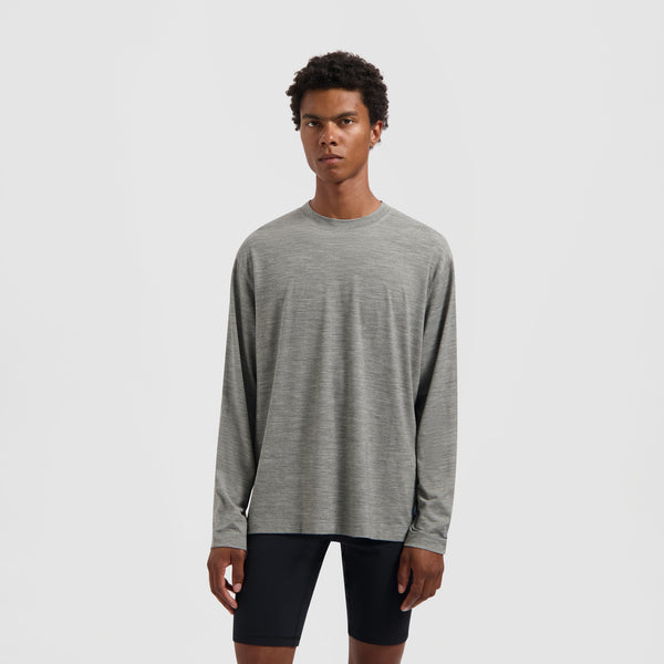 olaf hussein 10 Year Boxy LS Tee Charcoal
