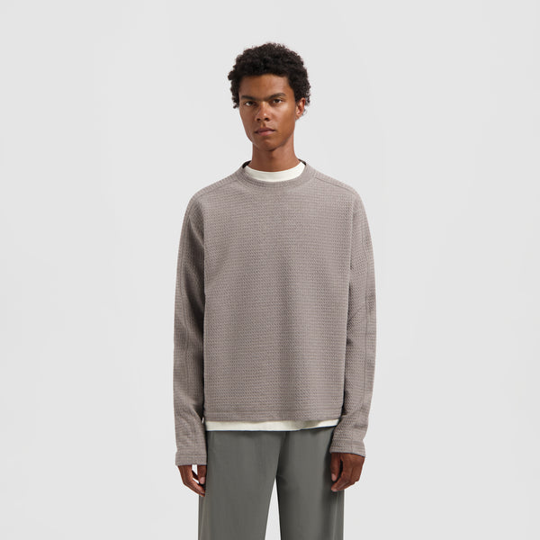 olaf hussein 10 Year Textured Crewneck Greige