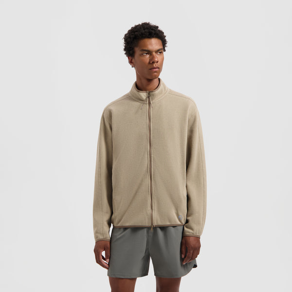 olaf hussein 10 Year Textured Zip Mock Greige