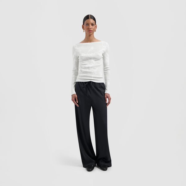 Olaf Hussein AOP Boat Neck Top Cement